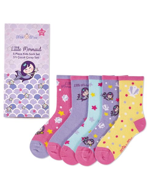 Confezione da 5 paia di calzini per bambini Milk&Moo 27-30 multicolori