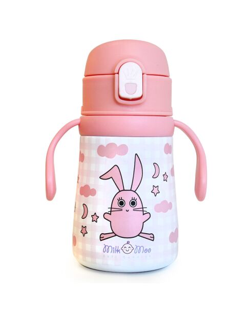 Bouteille d'eau Milk&Moo Bunny Thermique rose- 17 x 8,3 cm