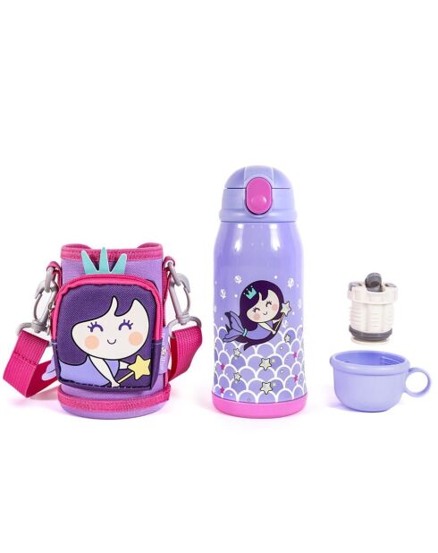 Bouteille d'eau Milk&Moo Mermaid violette - 20,5 x 8 cm