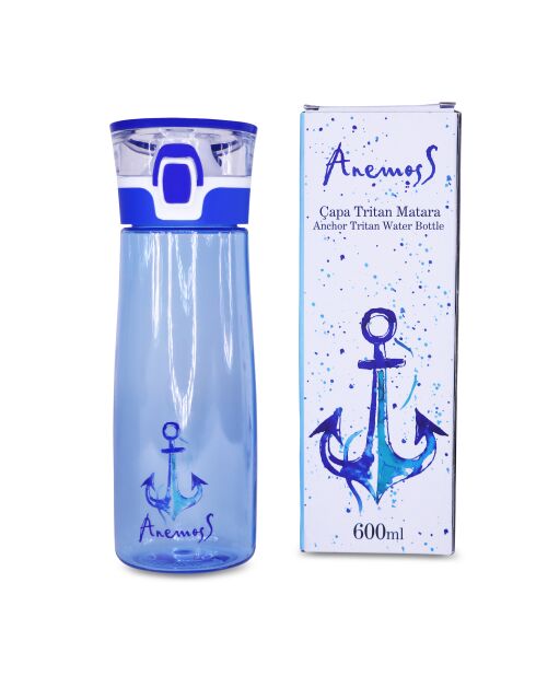 Bouteille d'eau en plastique Anemoss bleue - 600 ml