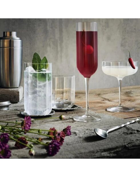 6 Flûtes Mixology Jazz transparents - 30 cl