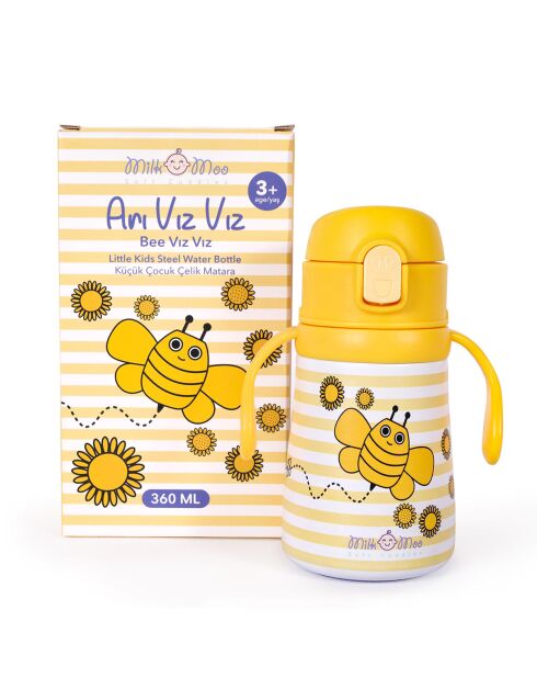 Bouteille d'eau Milk&Moo Bee Thermique jaune- 17 x 8,3 cm