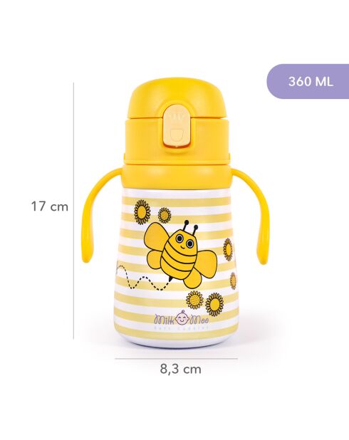 Bouteille d'eau Milk&Moo Bee Thermique jaune- 17 x 8,3 cm
