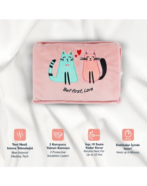 Bouillotte électrique Biggdesign Love Cat rose - 1 L
