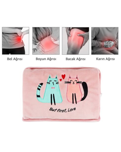 Bouillotte électrique Biggdesign Love Cat rose - 1 L