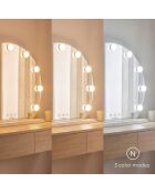 Runder Schminkspiegel Hollywood mit 9 LEDs, 48 x 45 x 10,2 cm, grau/weiß