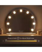 Runder Schminkspiegel Hollywood mit 9 LEDs, 48 x 45 x 10,2 cm, grau/weiß