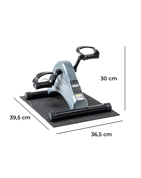 Pédalier électrique assisté pour bras et jambes avec tapis et télécommande Velora gris/noir - 36,5 x 30 x 39,5 cm