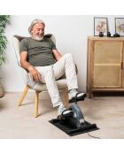Pedalera eléctrica asistida Velora gris/negra para brazos y piernas con alfombrilla y mando a distancia, 36,5 x 30 x 39,5 cm