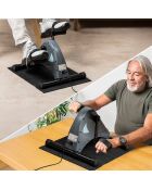 Pedalera eléctrica asistida Velora gris/negra para brazos y piernas con alfombrilla y mando a distancia, 36,5 x 30 x 39,5 cm