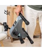Pedalera eléctrica asistida Velora gris/negra para brazos y piernas con alfombrilla y mando a distancia, 36,5 x 30 x 39,5 cm