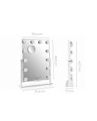 Miroir de maquillage rotatif 12 LED Hollywood gris/blanc - 34,5 x 42,7 x 7,7 cm