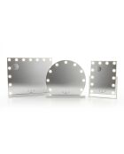 Miroir de maquillage rotatif 12 LED Hollywood gris/blanc - 34,5 x 42,7 x 7,7 cm