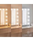 Miroir de maquillage rotatif 12 LED Hollywood gris/blanc - 34,5 x 42,7 x 7,7 cm