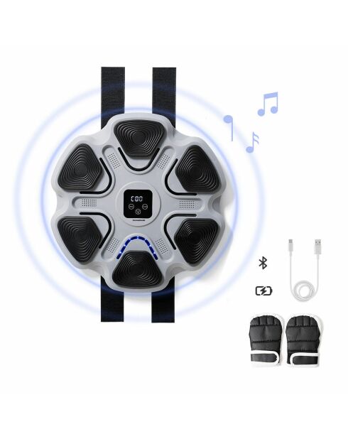 Machine de boxe musicale rechargeable Beatfist gris/noir - 37,5 x 37,5 x 5 cm