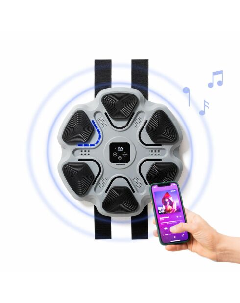 Machine de boxe musicale rechargeable Beatfist gris/noir - 37,5 x 37,5 x 5 cm