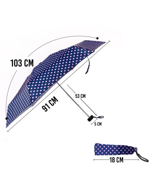 Parapluie pliable Biggdesign Moods Up rose/Bleu marine