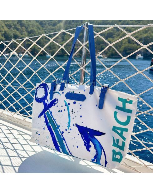 Anemoss Anchor blau-weiße Strandtasche - 50 x 28 cm