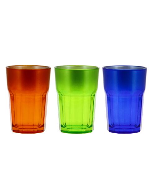 3 Verres à eau New Hollywood orange , vert , bleu - 38 cl