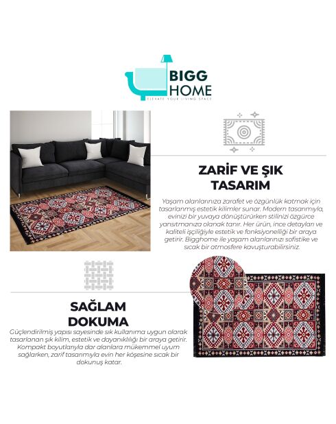 Tapis réversible BiggHome vintage scandi urbaine moderne multicolore - 120 x 180 cm