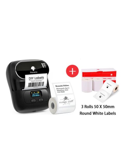 Imprimante thermique portable pour étiquettes Phomemo M110 noire - 11,4 x 8,7 x 6,2 cm