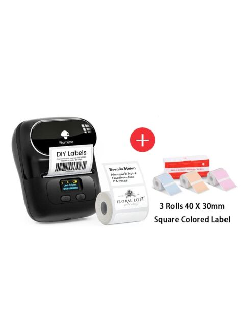 Imprimante thermique portable pour étiquettes Phomemo M110 noire - 11,4 x 8,7 x 6,2 cm