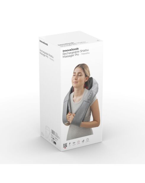 Pro Massatsu oplaadbaar shiatsu-massageapparaat grijs - 117 x 18 x 13 cm