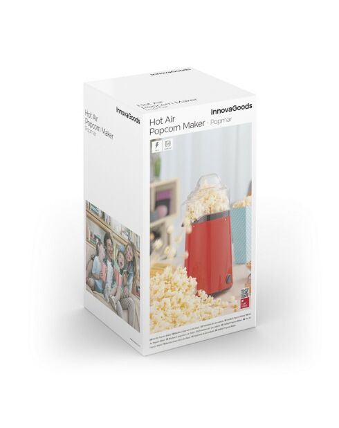 Machine à pop-corn à air chaud Popmar rouge/noir - 15 x 26 x 14,5 cm