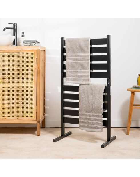 Porte-serviettes électrique pour mur ou sol Towarall noir - 10 barres, 50 x 100 x 10 cm