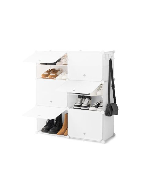 Rangement modulaire portable pour chaussures blanc - 36 paires, 84 x 96 x 32 cm