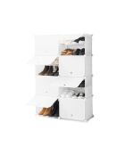Rangement modulaire portable pour chaussures blanc - 36 paires, 84 x 96 x 32 cm