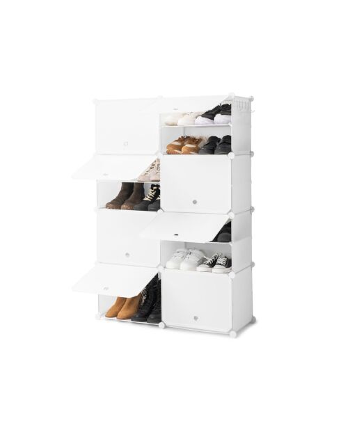 Rangement modulaire portable pour chaussures blanc - 36 paires, 84 x 96 x 32 cm