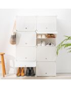 Rangement modulaire portable pour chaussures blanc - 36 paires, 84 x 96 x 32 cm