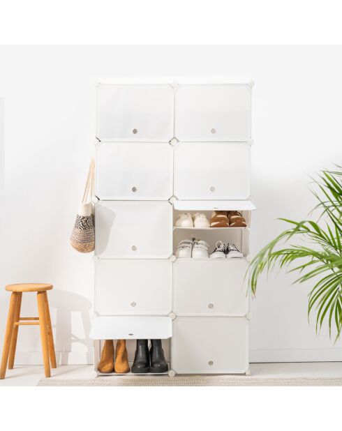 Rangement modulaire portable pour chaussures blanc - 36 paires, 84 x 96 x 32 cm