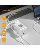 Regleta de 6 tomas con interruptor Tessan TS-306-C gris - 10 x 7,6 x 7,6 cm