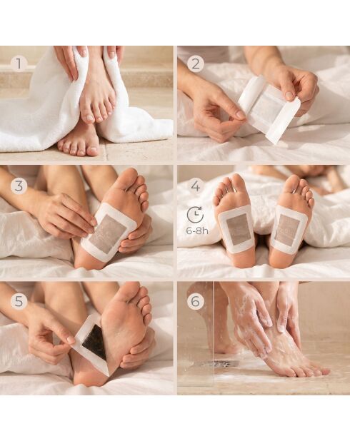 Patchs détoxifiants pour les pieds au bambou blancs - 30 unités