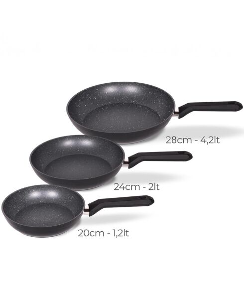 Ensemble de 3 poêles en granit Serenk Excellence noir