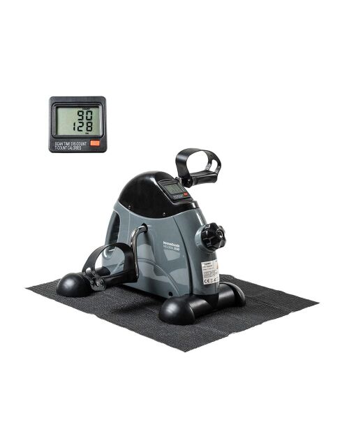 Pédalier statique pour bras et jambes avec tapis Velora 2100 gris/noir - 38,5 x 30 x 41 cm