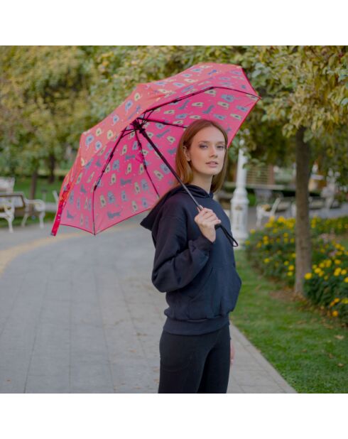 Parapluie pliable Biggdesign Cats noir/rouge