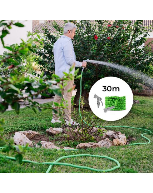 Tuyau d’arrosage extensible Hoxtend vert et gris - 30 m