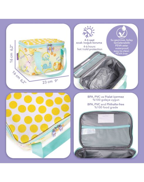 Borsa termica per snack Milk&Moo gialla - 23 x 16 x 16 cm