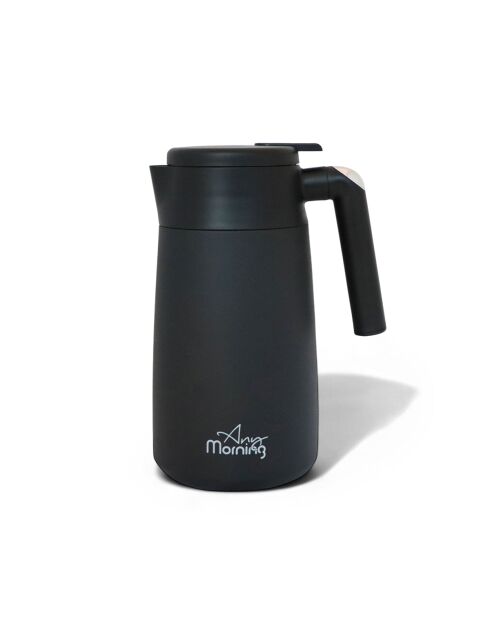 Any Morning Thermokaraffe aus Silikon und Edelstahl, 1,2 l, Schwarz