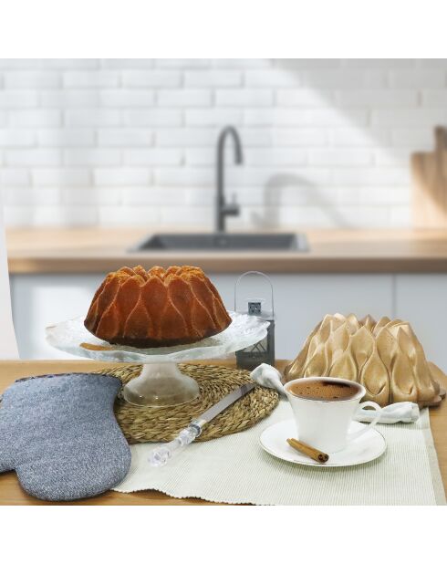 Moule à gâteau Bundt en aluminium coulé Serenk Fun Cooking jaune cuivre - 24 cm