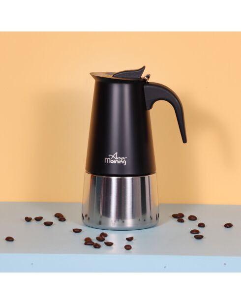 Cafetière espresso en acier inoxydable Any Morning noire - 300 ml