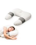 Ullow wit/grijs multifunctioneel ergonomisch kussen - 61 x 63,5 x 13 cm