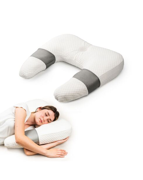 Ullow wit/grijs multifunctioneel ergonomisch kussen - 61 x 63,5 x 13 cm