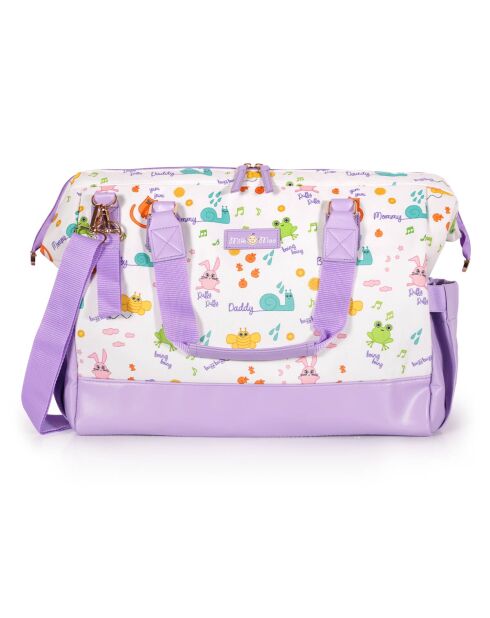 Bolsa organizadora para cochecitos Milk&Moo Friends, color blanco/morado