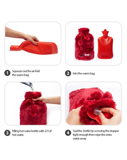 Bouillotte Biggdesign Cats rouge - 2 L