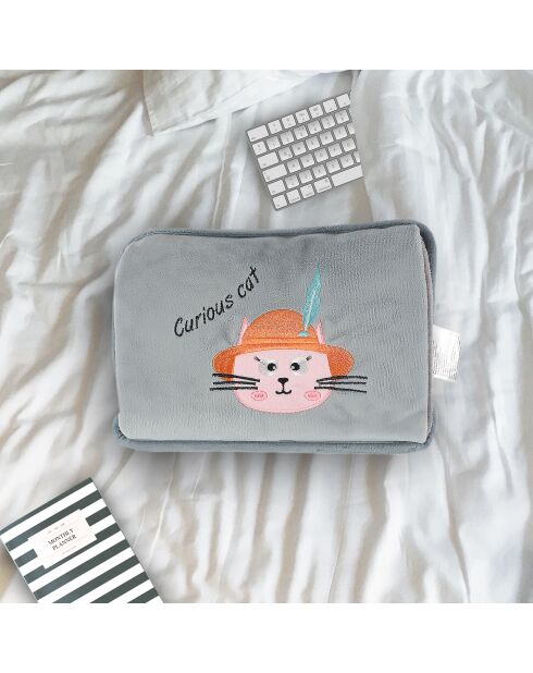 Bouillotte électrique Biggdesign Curious Cat grise - 1 L