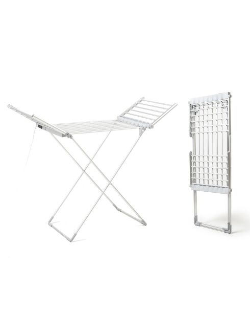 Étendoir à linge électrique pliable avec écran LED, contrôle de la température et ailes Warmmat gris - 148 x 112 x 54 cm